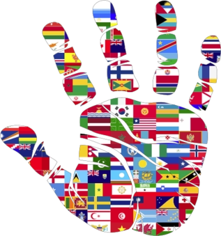 The skills hand with many flags