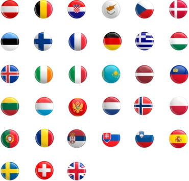 Flags of those members of WorldSkills Europe
